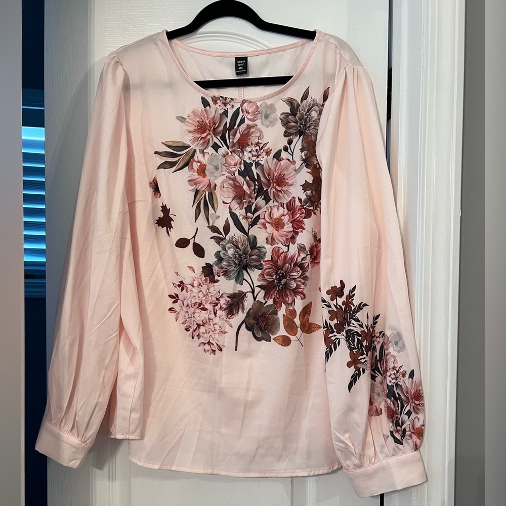 Cream floral blouse